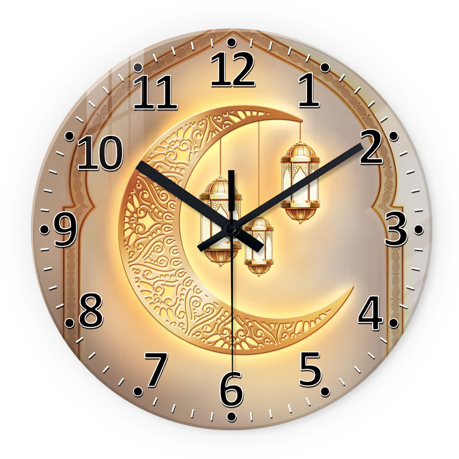 Luxury Watch Wall Clock - Nowoczesny, dostępny, luksusowy złoty księżyc Latarnia