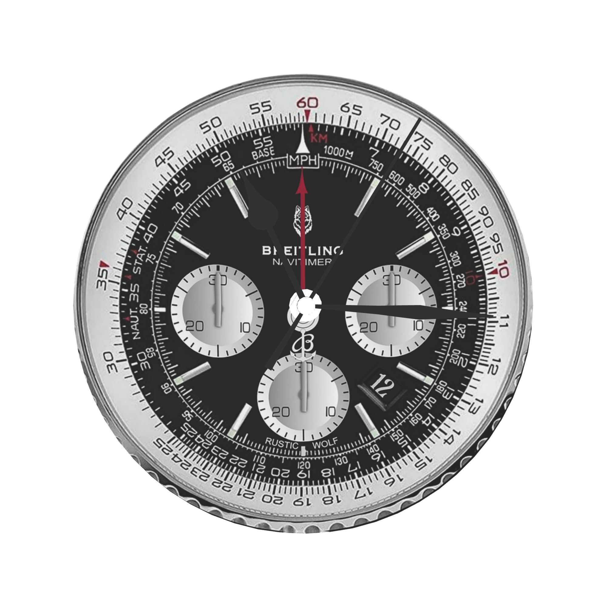 Luxury Watch Wall Clock - Czarny Luksusowy Zegar Ścienny z Tarczą