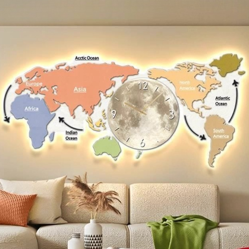 Mapa Świata Świecący Zegar Ści – Luxury Watch Wall Clock recenzja i cena